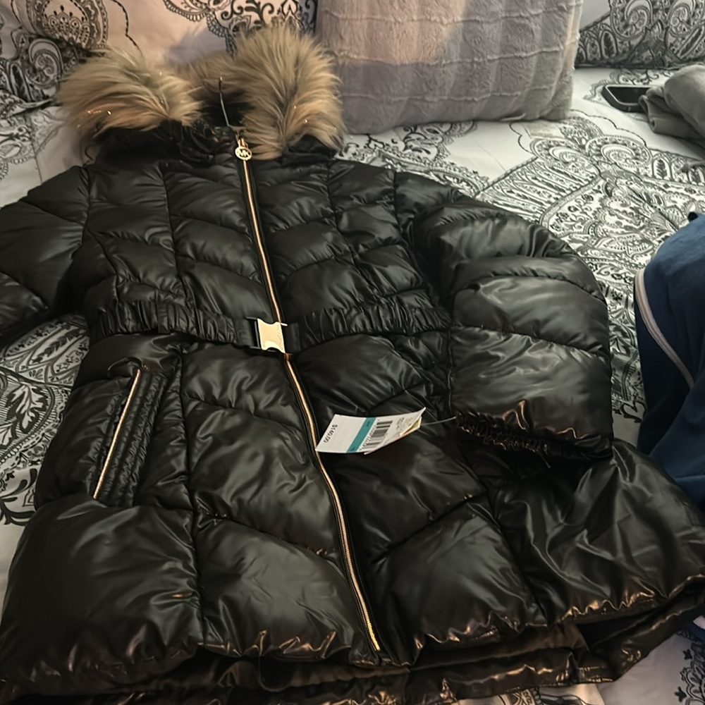 Brand New with Tags Michael Kors Big Girls Black Winter Coat Size 16 - Picture 8 of 8